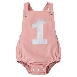 Odizli 1. Geburtstag Mädchen Junge Outfit Sommer Ärmellos Boho Cord 1 Jahr Strampler One Piece Body Babykleidung Erster Geburtstag Geschenk Cake Smash Party Baby Fotoshooting Rosa 12-18 Monate von Odizli