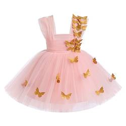 Odizli Baby Kleid Mädchen Kinder Ärmellos Schmetterling Prinzessin Tutu Tüllkleid 1 Geburtstag Taufkleid Blumenmädchenkleider Festlich Hochzeit Ballkleid Einschulungs Sommerkleid Gold 5-6 Jahre von Odizli