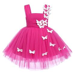 Odizli Baby Kleid Mädchen Kinder Ärmellos Schmetterling Prinzessin Tutu Tüllkleid 1 Geburtstag Taufkleid Blumenmädchenkleider Festlich Hochzeit Ballkleid Einschulungs Sommerkleid Rosenrot 12-18 Monate von Odizli