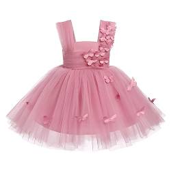 Odizli Baby Kleid Mädchen Kinder Ärmellos Schmetterling Prinzessin Tutu Tüllkleid 1 Geburtstag Taufkleid Blumenmädchenkleider Festliches Hochzeit Einschulungs Sommerkleid Bohnenrosa 18-24 Monate von Odizli