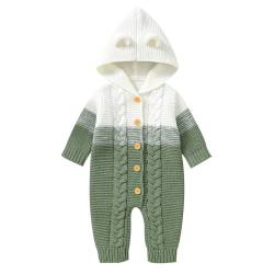 Odizli Baby Kleidung Mädchen Jungen Langarm Gestrickt Kapuze Strampler Body Overall Jacke Frühchenkleidung Neugeborene Erstausstattung Babysachen Set Herbst Winter Babykleidung Grün 3-6 Monate von Odizli