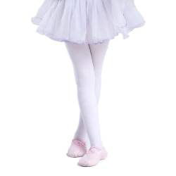 Odizli Ballettstrumpfhose Mädchen Kinder Ballettkleidung Baumwolle Ballett Strumpfhose Ballettanzug Tanzstrumpfhose mit Fuß D#Weiß 12-16 Jahre von Odizli