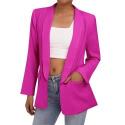 Odizli Blazer Damen Elegant Sportlich Jackett Lang Blaser Jacke Sweatblazer Sommer Leicht Jersey Oversize Longblazer mit Tasche Langarm Casual Cardigan Business Anzug Rosenrot L von Odizli