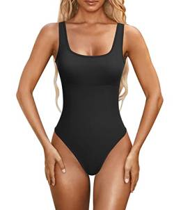 Odizli Body Shaper Damen Bodysuit Women Shapewear Bauchweg Extra Stark Shaping Sexy Ärmellos Gerippt Seamless Yoga Sport Jumpsuit Figurformende Unterwäsche Schwarz #B L von Odizli