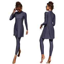 Odizli Burkini Damen Muslim Frauen Muslimische Badeanzug Full Cover Schwimmanzug Islamisch Arabisch Jilbab Langarm Schwimmoberteile Built in Bra+Schwimmhose 2tlg Ganzkörper Modest Bademode 1#Blau S von Odizli