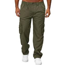 Odizli Cargohose Herren Baggy Lang Cargo Hose Vintage Elastische Taille Parachute Pants Track Hip Hop Freizeithose Jogginghose Trainingshose Sommerhose Streetwear mit Taschen Grün M von Odizli