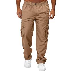 Odizli Cargohose Herren Baggy Lang Cargo Hose Vintage Elastische Taille Parachute Pants Track Hip Hop Freizeithose Jogginghose Trainingshose Sommerhose Streetwear mit Taschen Khaki 4XL von Odizli