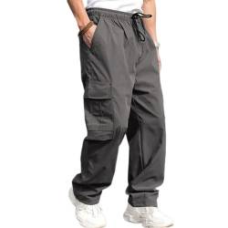 Odizli Cargohose Herren Baggy Lang Cargo Hose Vintage Kordelzug Parachute Pants Track Hip Hop Freizeithose Jogginghose Trainingshose Sommerhose Streetwear mit Taschen Dunkelgrau 3XL von Odizli