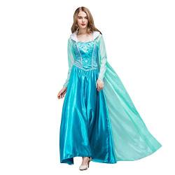 Odizli Elsa Kostüm Erwachsene Damen Prinzessin Lange Kleid mit Handschuhe Halloween Weihnachten Karneval Cosplay Party Verkleidung Costume Grün-Elsa XL von Odizli