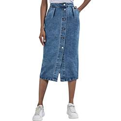 Odizli Jeansrock Damen Lang Sexy Y2K Rock Elegant Vintage Denim Seitlicher Knopfleiste High Waist Bleistiftrock Midi Maxi Röcke Teenager Mädchen Frauen Sommer Casual Wickelrock mit Schlitz Blau #E L von Odizli