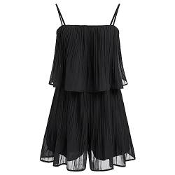 Odizli Jumpsuit Damen Sommer Kurz Elegant Sexy Ärmellos Spaghettiträger Plissee Chiffon Hosenrock Einteiler Romper Hosenkleid Overall Festlich Hochzeit Playsuit Hosenanzug Sommerkleidung Schwarz XXL von Odizli