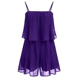 Odizli Jumpsuit Damen Sommer Kurz Elegant Sexy Ärmellos Spaghettiträger Plissee Chiffon Hosenrock Einteiler Romper Hosenkleid Overall Festlich Hochzeit Playsuit Hosenanzug Sommerkleidung Violett M von Odizli