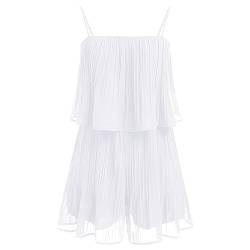 Odizli Jumpsuit Damen Sommer Kurz Elegant Sexy Ärmellos Spaghettiträger Plissee Chiffon Hosenrock Einteiler Romper Hosenkleid Overall Festlich Hochzeit Playsuit Hosenanzug Sommerkleidung Weiß L von Odizli