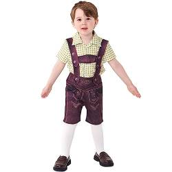 Odizli Kinder Jungen Kurzarm Gingham Hemd Trachtenhemd + Kurz Trachtenhosen + Trachtensocken Stockerpoint 3tlg Outfit Oktoberfest Halloween Karneval Cosplay Kostüm Grün 4-6 Jahre von Odizli