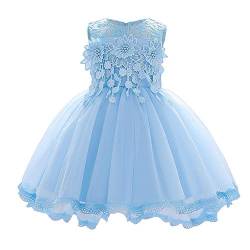 Odizli Kleinkind Baby Mädchen Kleidung Ärmellos Blumen Spitze Stickerei Tüll Tutu Prinzessin Kleider Hochzeit Brautjungfer Festliches Taufkleid 1. Geburtstag Partykleid Abendkleid A#Blau 12-18 Monate von Odizli