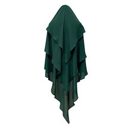 Odizli Kopftuch Damen Hijab Jersey Khimar Muslimisch Islamische Dubai Middle East Mehrschichtig Rüschen Schal Scarf Halstuch Untertuch Frauen Tuch Arabische Jilbab Kaftan Ramadan Kleidung Dunkelgrün F von Odizli