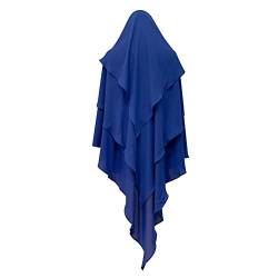 Odizli Kopftuch Damen Hijab Jersey Khimar Muslimisch Islamische Dubai Middle East Mehrschichtig Rüschen Schal Scarf Halstuch Untertuch Frauen Tuch Arabische Jilbab Kaftan Ramadan Kleidung Königsblau F von Odizli