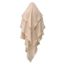 Odizli Kopftuch Damen Hijab Jersey Khimar Muslimisch Islamische Dubai Middle East Mehrschichtige Rüschen Schal Scarf Halstuch Untertuch Frauen Tuch Arabische Jilbab Kaftan Ramadan Kleidung Aprikose F von Odizli