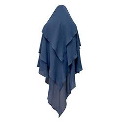 Odizli Kopftuch Damen Hijab Jersey Khimar Muslimisch Islamische Dubai Middle East Mehrschichtige Rüschen Schal Scarf Halstuch Untertuch Frauen Tuch Arabische Jilbab Kaftan Ramadan Kleidung Graublau F von Odizli