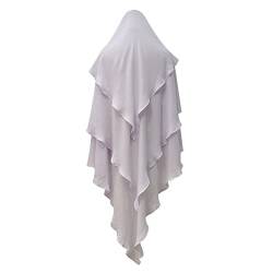 Odizli Kopftuch Damen Hijab Jersey Khimar Muslimisch Islamische Dubai Middle East Mehrschichtige Rüschen Schal Scarf Halstuch Untertuch Frauen Tuch Arabische Jilbab Kaftan Ramadan Kleidung Weiß F von Odizli