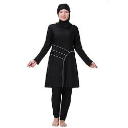 Plus Size Muslimische Badeanzüge für Frauen Rash Guard Bademode Top Hose mit Hijab/Kappe, schwarz, E, 7X-Large von Odizli
