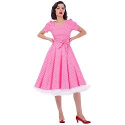 Rockabilly Kleider Damen 50s Vintage 50er Jahre Retro Petticoat Kleid Kurzarm Polka Dot Sommer Swing Pettycoatkleider Festlich Hochzeit Partykleid Coctailkleid Kurz Ballkleid Abendkleid B#Rosa XL von Odizli