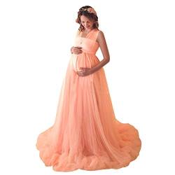 Umstandskleid Fotoshooting Babybauch Shooting Outfit Infinity Tüll Wickelkleid Elegant Sommer Lang Schwanger Kleidung Festlich Hochzeit Abendkleider Umstandsmode Schwangerschaft Maxikleider Orange L von Odizli