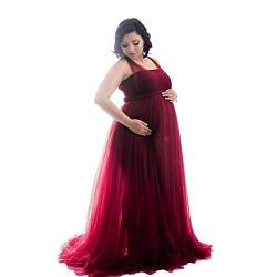 Umstandskleid Fotoshooting Babybauch Shooting Outfit Infinity Tüll Wickelkleid Elegant Sommer Lang Schwanger Kleidung Festlich Hochzeit Abendkleider Umstandsmode Schwangerschaft Maxikleider Weinrot M von Odizli