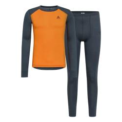 Odlo Herren Skiunterwäsche Set Thermounterwäsche Active Warm Eco, Farbe:Orange, Artikel:-21059 India Ink/Oriole, Größe:L von Odlo