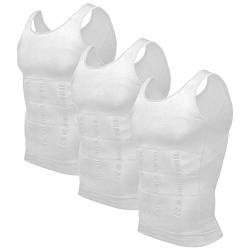 Odoland Unterhemd Herren Shapewear 3er Pack Kompressionsshirt Bauchweg Shirt Herren Body Shaper Tank Tops - Weiß (XL) von Odoland