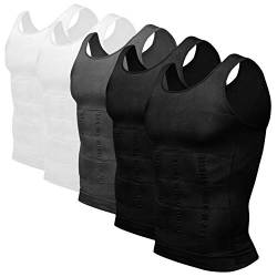 Odoland Unterhemd Herren Shapewear 5er Pack Kompressionsshirt Body Shaper Bauchweg Shirt Herren Tank Tops, 2 schwarz/2 weiß/1 grau, L von Odoland