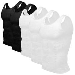 Odoland Unterhemd Herren Shapewear 5er Pack Kompressionsshirt Body Shaper Bauchweg Shirt Herren Tank Tops, 2 schwarz/3 weiß, M von Odoland