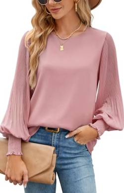 Shirt Damen, Langarm Elegant Bluse, Chiffon Lässige Locker Festliche Party Oberteile, Mode Festlich Blusen & Tuniken, Herbst Leicht Tops Outfit von Odosalii