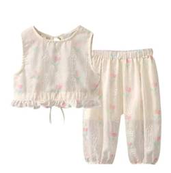 Kinder Sommer Zweiteiler,Mädchen Blumenmuster Outfit,Baby Rüschen Oberteil,Kind Ärmellos Top+Hose,Kleinkinder Blumen Gedruckt Outfits,Kleinkind Blumend Hosen Zweiteiliges,0-6 Jahre (0-1 Jahre) von Odziezet