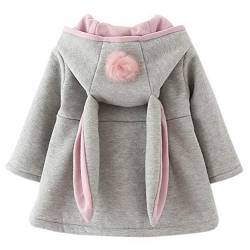 Odziezet Baby Mädchen Mäntel aus Baumwolle Frühlung Herbst Winter Jache mit Kapuze Kleinkinder Warm Kleidung, Farbe: Grau, Size 80 von Odziezet