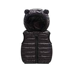 Odziezet Baby Weste Steppweste mit Kapuzen Unisex Daunenweste Winter Schwarz 12-24 Monate von Odziezet