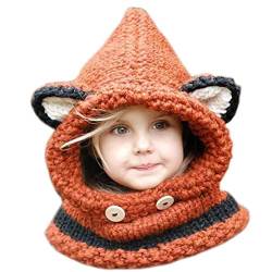 Odziezet Kinder Wintermütze Strickmütze Unisex Schalmütze Winter Wollmütze Fuchs von Odziezet