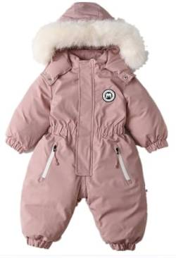 Odziezet Kleinkinder Winter Strampler Kinder Langarm Jumpsuit Jungen Daunenjacke Einteiliger Baby Warm Overall Babys Daunen Schneeanzug Kind Winddicht Skioverall 1-5 Jahre (2-3 Jahre,Rosa) von Odziezet