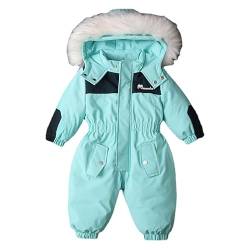 Odziezet Kleinkinder Winter Strampler Kinder Langarm Jumpsuit Jungen Daunenjacke Einteiliger Baby Warm Overall Babys Daunen Schneeanzug Kind Winddicht Skioverall 1-5 Jahre (2-3 Jahre,Seeblau) von Odziezet