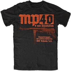 MP40 T-Shirt Landser Deutsches Reich Ruhm Ehre WW2 Soldaten T-Shirt Herren Mode Tops Kleidung, Schwarz , L von Oeste