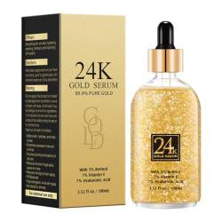 24K Gold Serum für das Gesicht, Anti-Aging-Gesichtsserum mit Vitamin E, Hyaluronsäure, glättet feine Linien und Falten, strafft und festigt die Haut, nährt das Gesichtsserum, 100ml (100ml) von Ofanyia