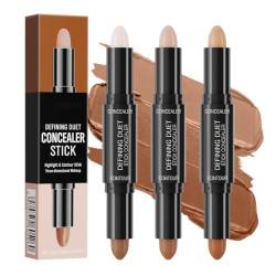 Ofanyia 2 IN 1 Contour Stick Makeup, Dual-Ended Cream Highlighter & Contour Bronzer Stick, Long Lasting Waterproof Cream Bronzer & Highlighter Stick (3 Colors, ONE SIZE) von Ofanyia