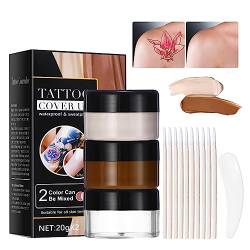 Ofanyia Tattoo Cover Up, 2 Colors Tattoo Cover Up Makeup Waterproof, Waterproof & Long-Lasting Skin Concealer Set for Tattoo Removal, Scars, and Other Blemishes von Ofanyia