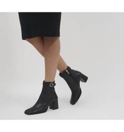 Office Alicia Multi Strap Heeled Boots BLACK LEATHER,Black,Natural von Office