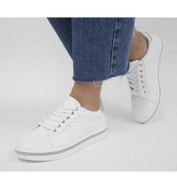 Office Fancier Embellished Lace Up Trainers WHITE EMBELLISHED,Weiß von Office