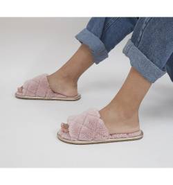 Office Florida Open Toe Slippers PINK FAUX FUR WITH ROSE GOLD,Multi von Office