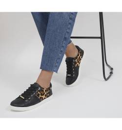Office Forgive Embellished Lace Up Trainers BLACK LEOPARD PONY MIX,Multi,White von Office