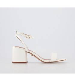 Office Marina Ankle Strap Low Block Heels WHITE LEATHER,White,Multi von Office