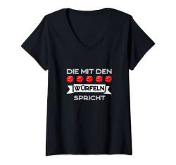 Damen Kniffel Design Die Mit Den Würfeln Spricht - Lustiges Würfel T-Shirt mit V-Ausschnitt von Offizieller Kniffel Fan Merch