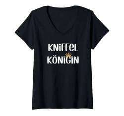 Damen KniffelKönigin Für Würfel Spieler Zum Kniffel Spiel Königin T-Shirt mit V-Ausschnitt von Offizieller Kniffel Fan Merch